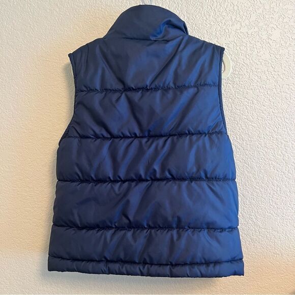 Columbia Reversible Floral Fleece Puffy Vest Girls XXS 4-5 Navy Blue EUC - Picture 5 of 7